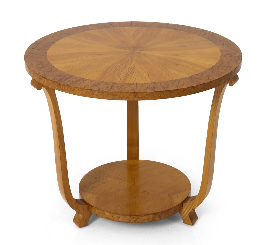 SWEDISH ART DECO BURL WALNUT SIDE TABLE C. 1930S (1 of 13)