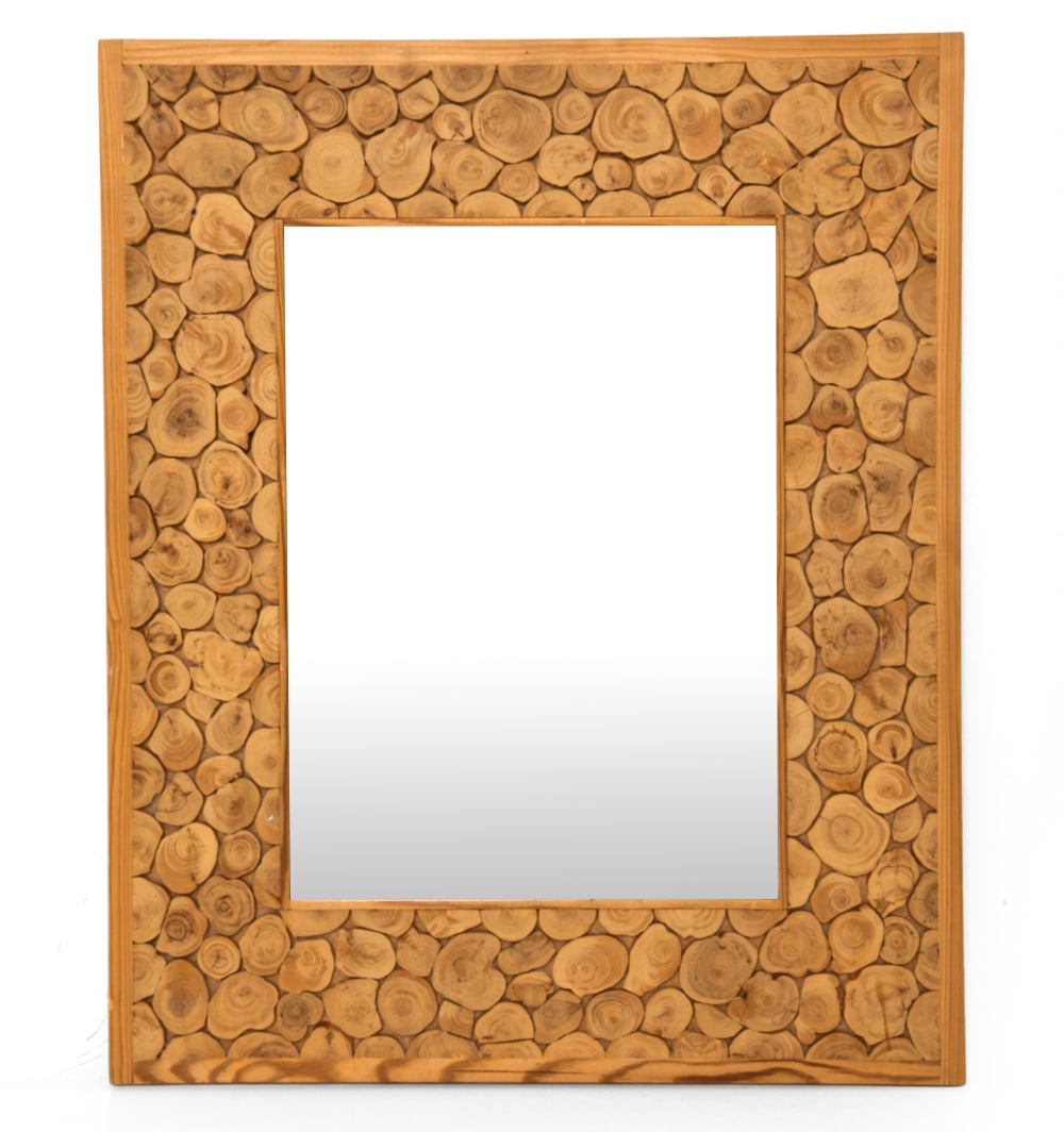 SWEDISH SLICED PINE LOG MIRROR C. 1970S (1 of 1)