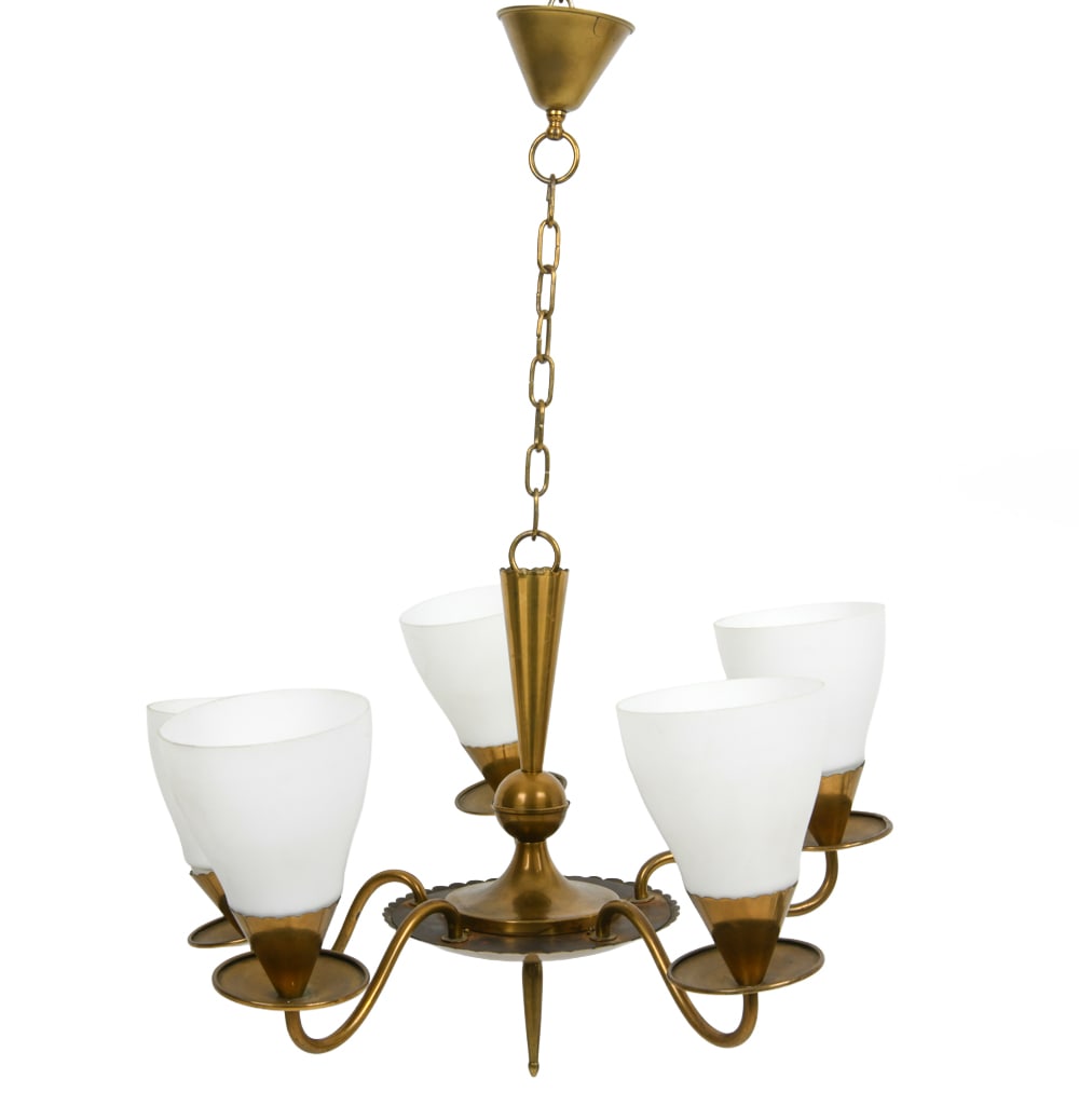 FOG & MORUP STYLE DANISH BRASS CHANDELIER C. 1950S (1 of 7)