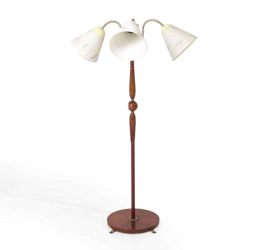SWEDISH MAHOGANY & BRASS FLOOR LAMP C. 1960S (1 of 15)