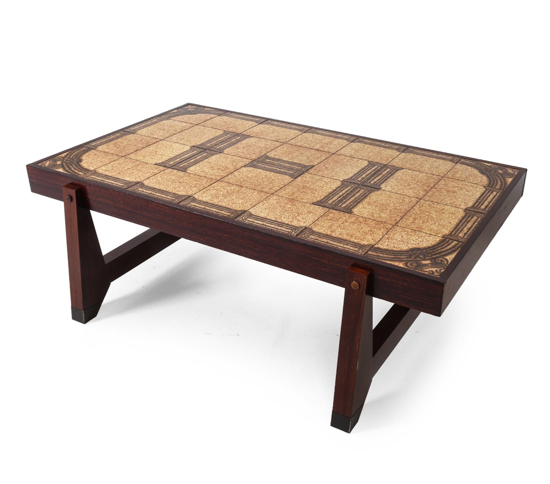 SWEDISH ROSEWOOD & TILE COFFEE TABLE C. 1970S (1 of 1)