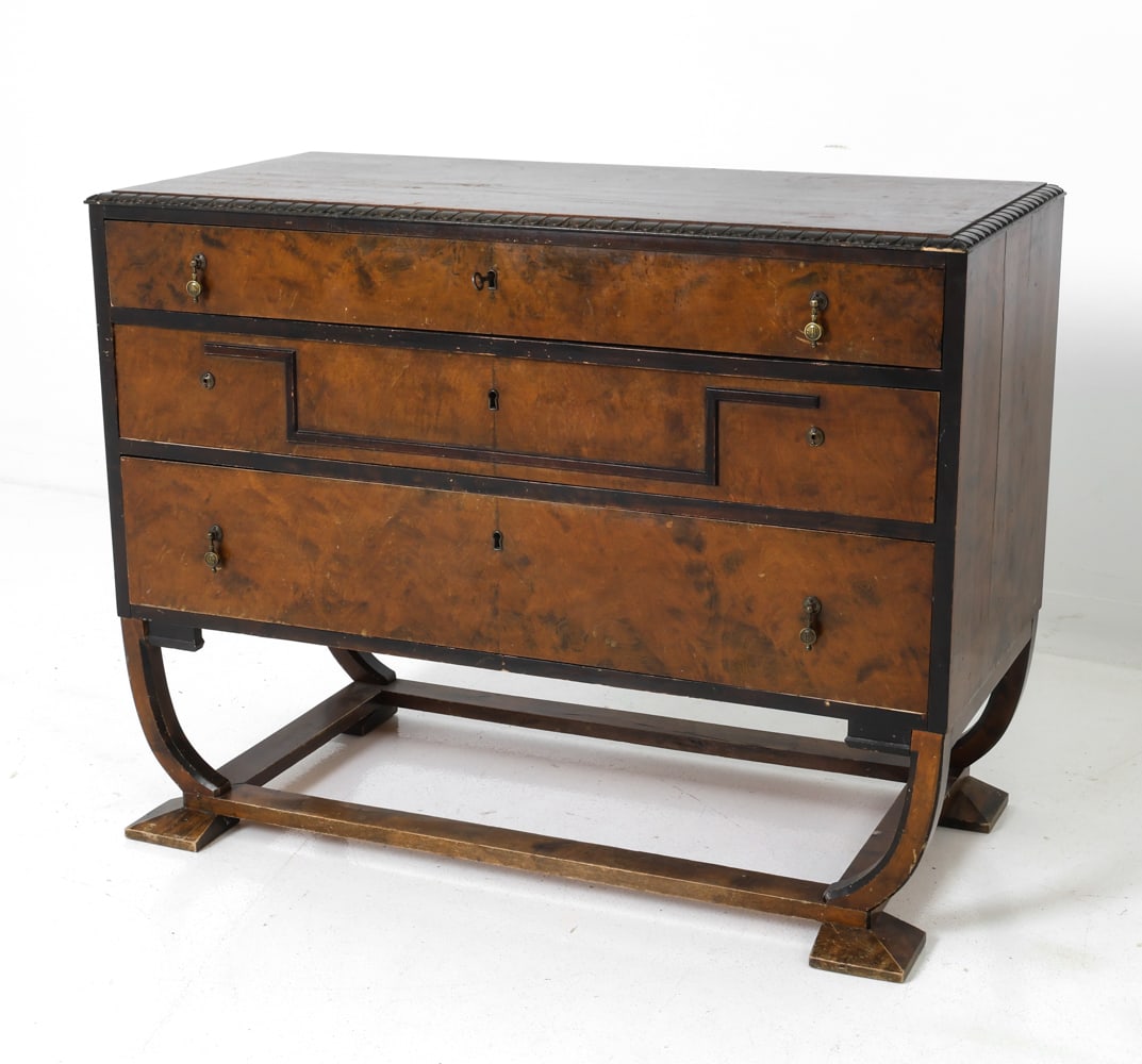 SWEDISH DECO STYLE WALNUT CHEST OF DRAWERS 1930S (1 of 20)