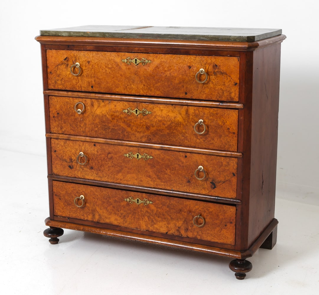 SWEDISH BURL WALNUT PAINT DECORATED CHEST (1 of 20)