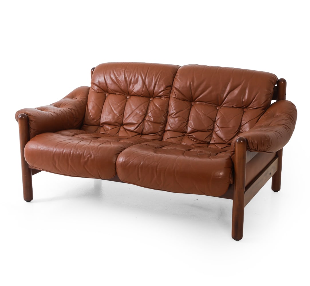 ULFERTS "DRABANT" SWEDISH LEATHER LOVESEAT 1970S (1 of 17)