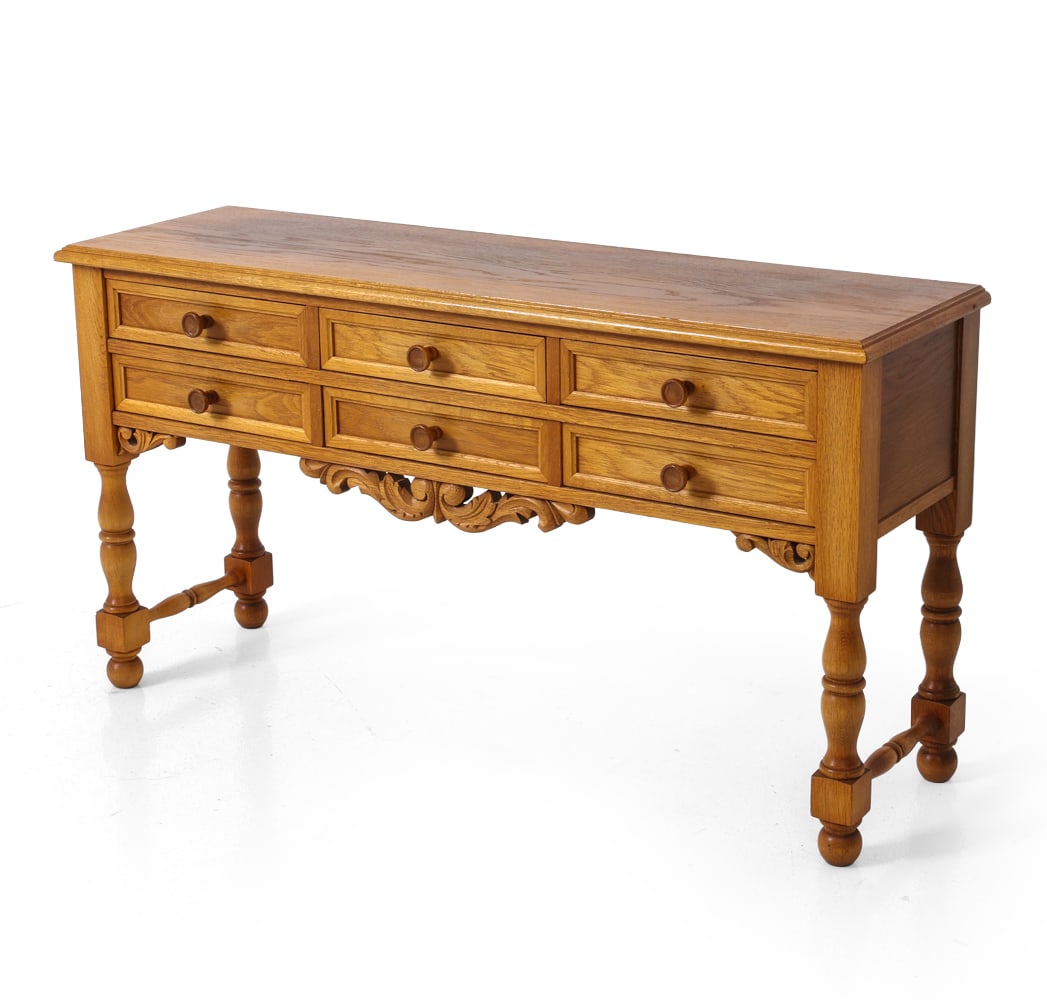 SWEDISH OAK LOW CONSOLE TABLE C. 1950S (1 of 1)