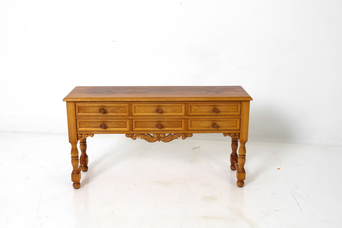 SWEDISH OAK LOW CONSOLE TABLE C. 1950S - 3