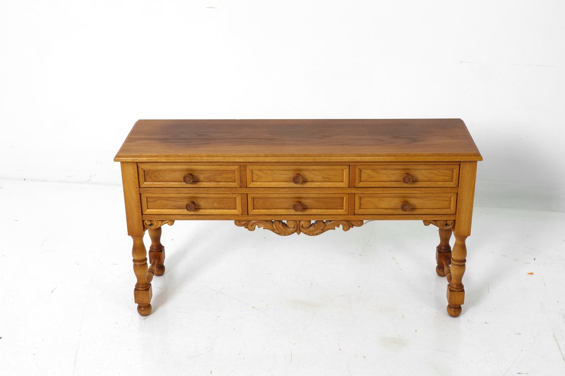 SWEDISH OAK LOW CONSOLE TABLE C. 1950S - 4