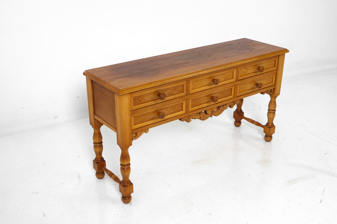 SWEDISH OAK LOW CONSOLE TABLE C. 1950S - 5