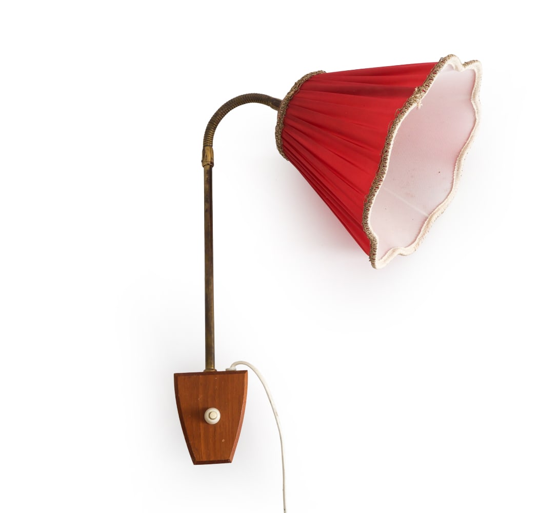 SWEDISH TEAK & BRASS CLIP ON LAMP C. 1950S (1 of 12)