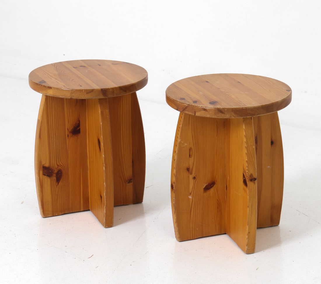 (2) SCANDINAVIAN PINE STOOLS C. 1970S (1 of 1)
