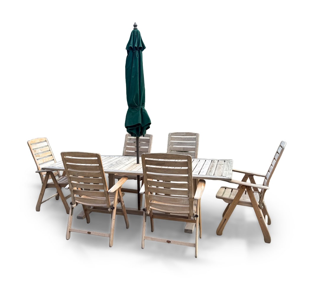 BROWN JORDAN MISSION TEAK TABLE & CHAIRS (1 of 18)