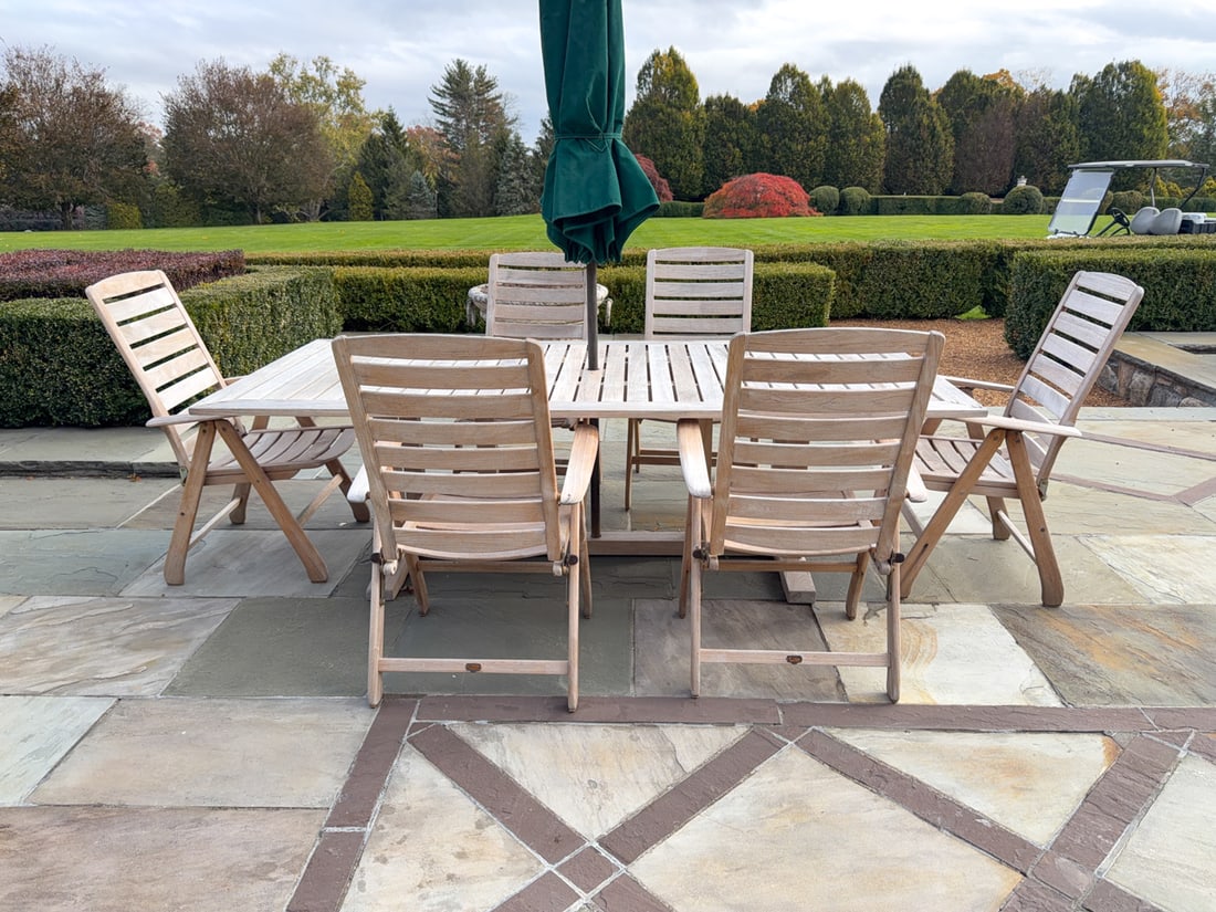 BROWN JORDAN MISSION TEAK TABLE & CHAIRS - 3