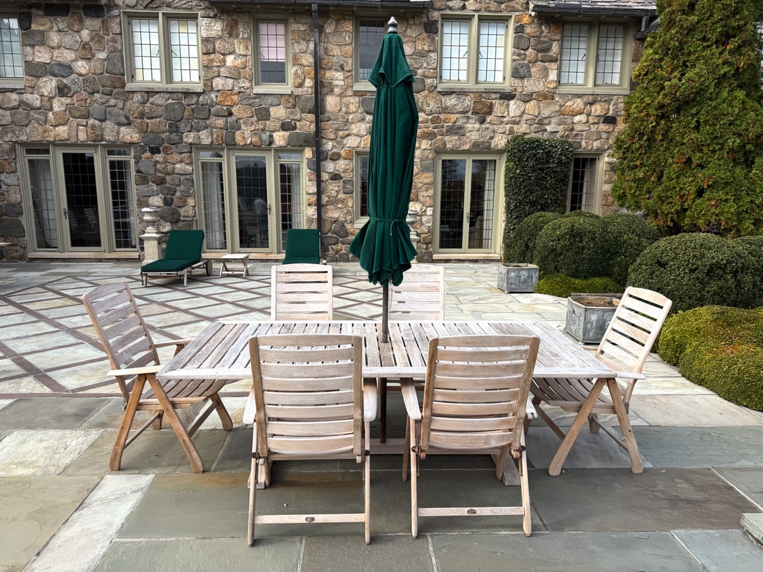 BROWN JORDAN MISSION TEAK TABLE & CHAIRS - 5