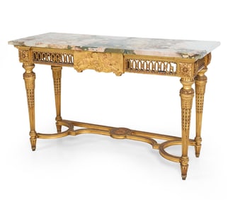 FRENCH EMPIRE STYLE MARBLE TOP CONSOLE TABLE