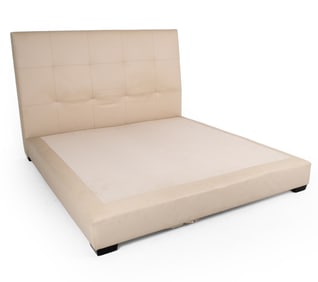 CONTEMPORARY TUFTED LEATHER KING BEDFRAME