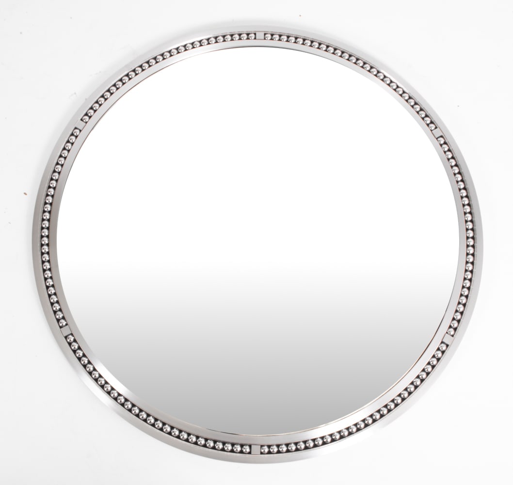 CONTEMPORARY BRUSHED NICKEL ROUND MIRROR (1 of 10)