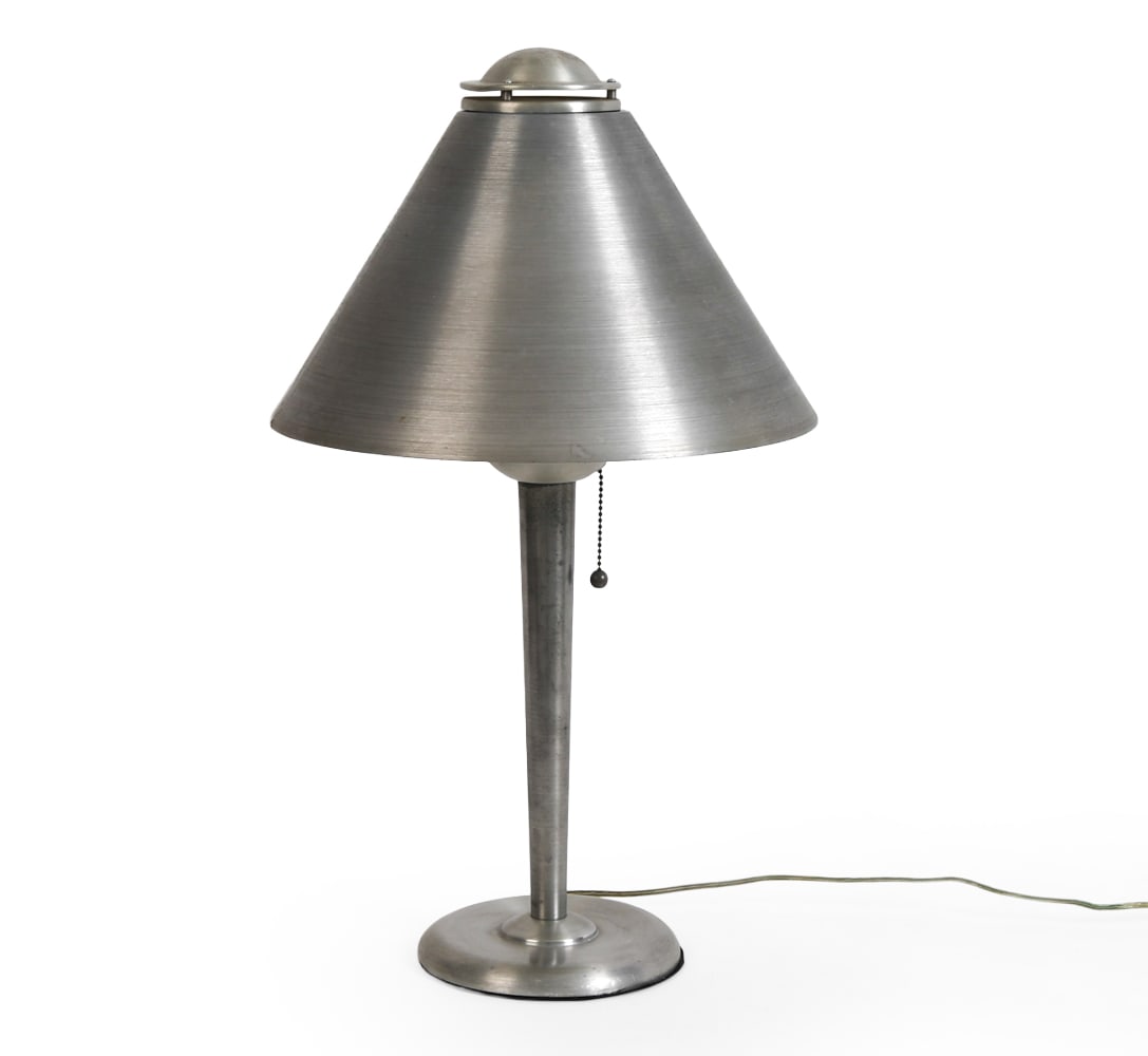 SOUNDRITE ART DECO SPUN ALUMINUM TABLE LAMP (1 of 11)