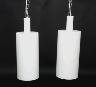 PAIR FM DESIGN DANISH GLASS PENDANT LIGHTS