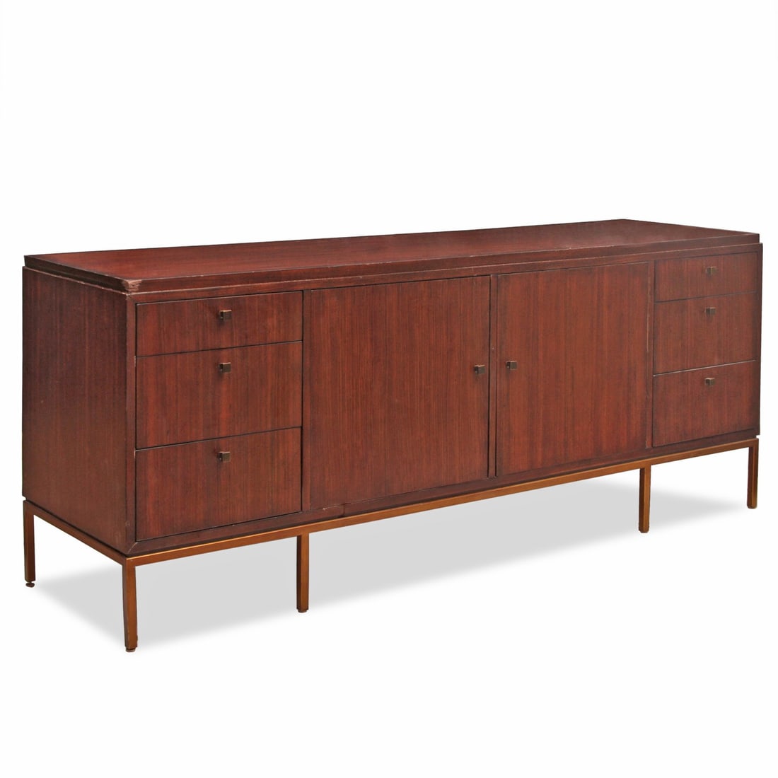 MITCHELL GOLD & BOB WILLIAMS VANDYKE CREDENZA: A retrospective nod to the mid-century design movement, VanDyke is beautifully proportioned and delicate in scale. six drawers and two doors, with an adjustable shelf behind the doors. Accentuated wit
