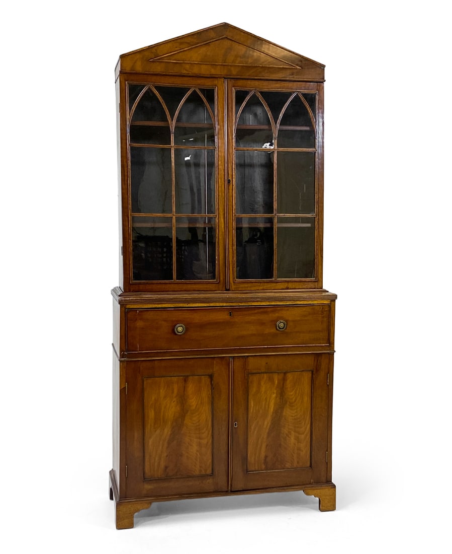 ANTIQUE GEORGIAN MAHOGANY SECRETARY CABINET (1 of 13)