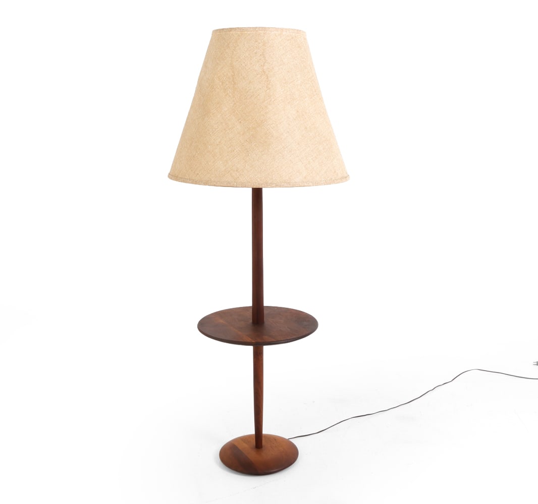 PHILLIP POWELL STYLE WALNUT FLOOR LAMP TABLE (1 of 17)