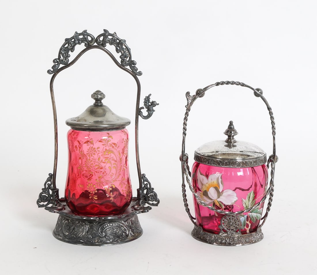 VICTORIAN CRANBERRY GLASS PICKLE CASTOR GROUPING (1 of 20)