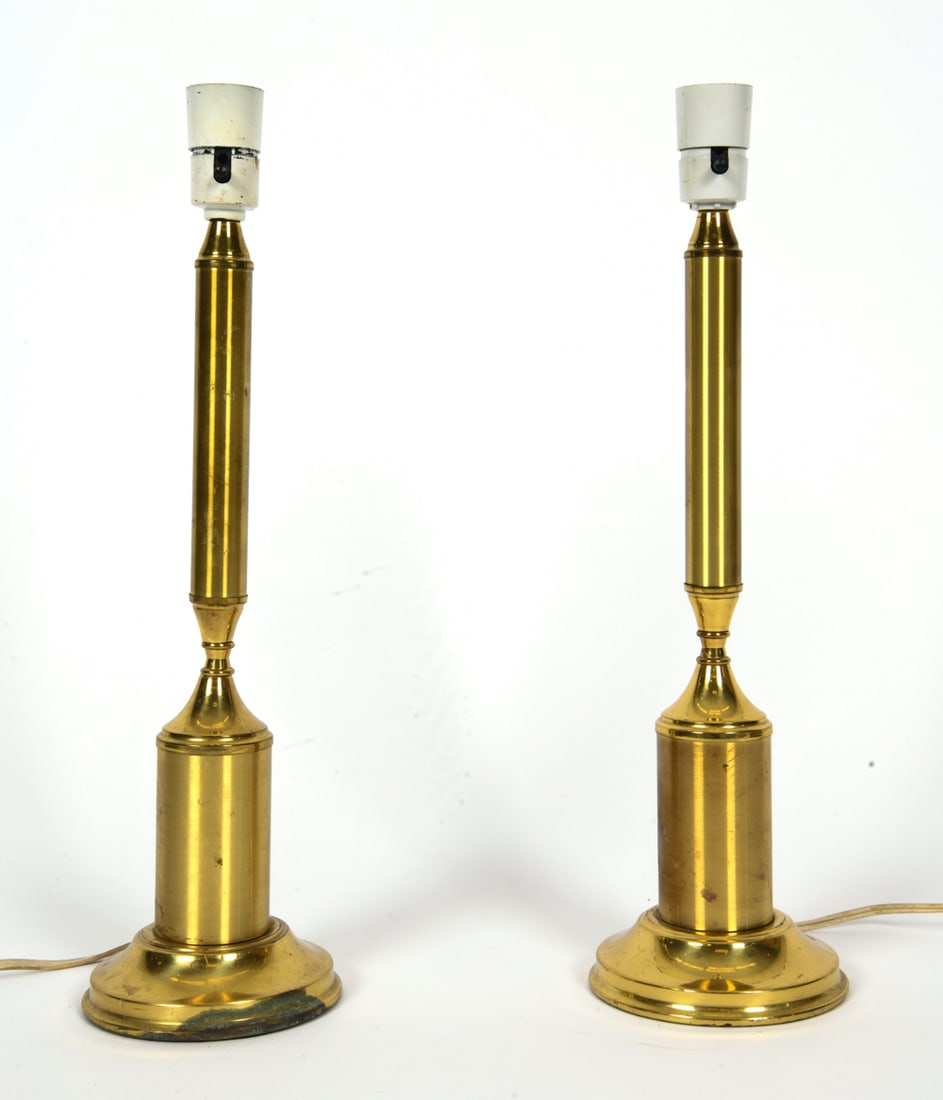 PAIR OF SCANDINAVIAN BRASS TABLE LAMPS C. 1970S (1 of 6)