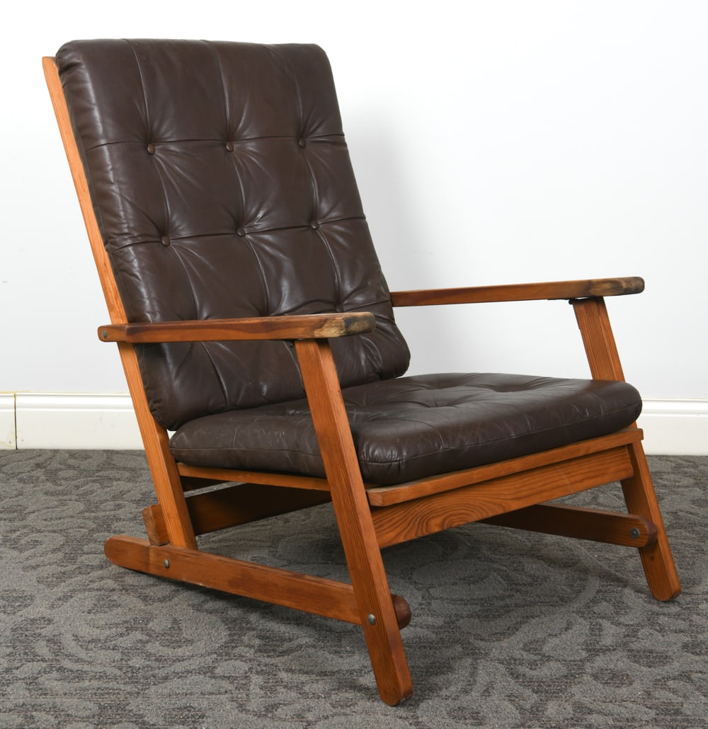 SCANDINAVIAN PINE & LEATHER EASY CHAIR C. 1970S (1 of 10)