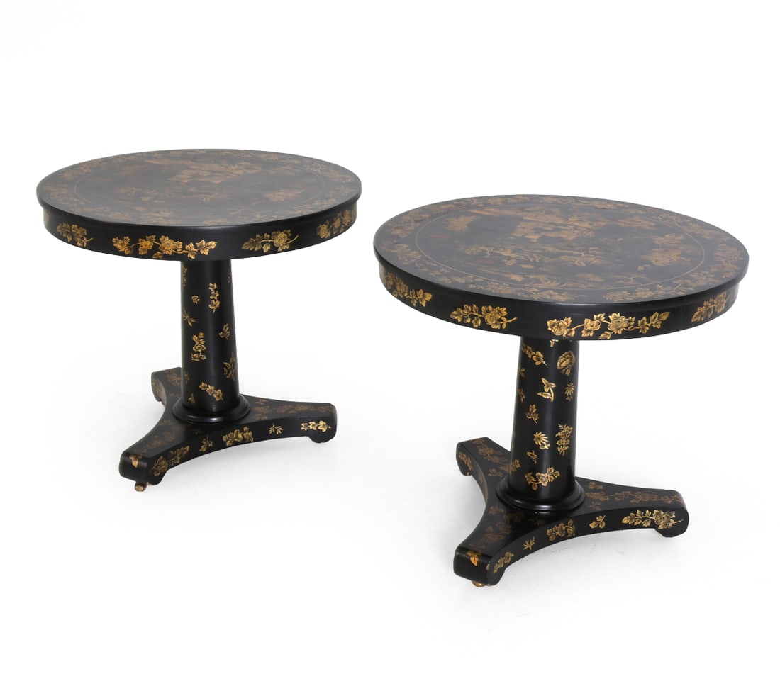 PAIR OF CHINOISERIE STYLE GILT SIDE TABLES (1 of 16)