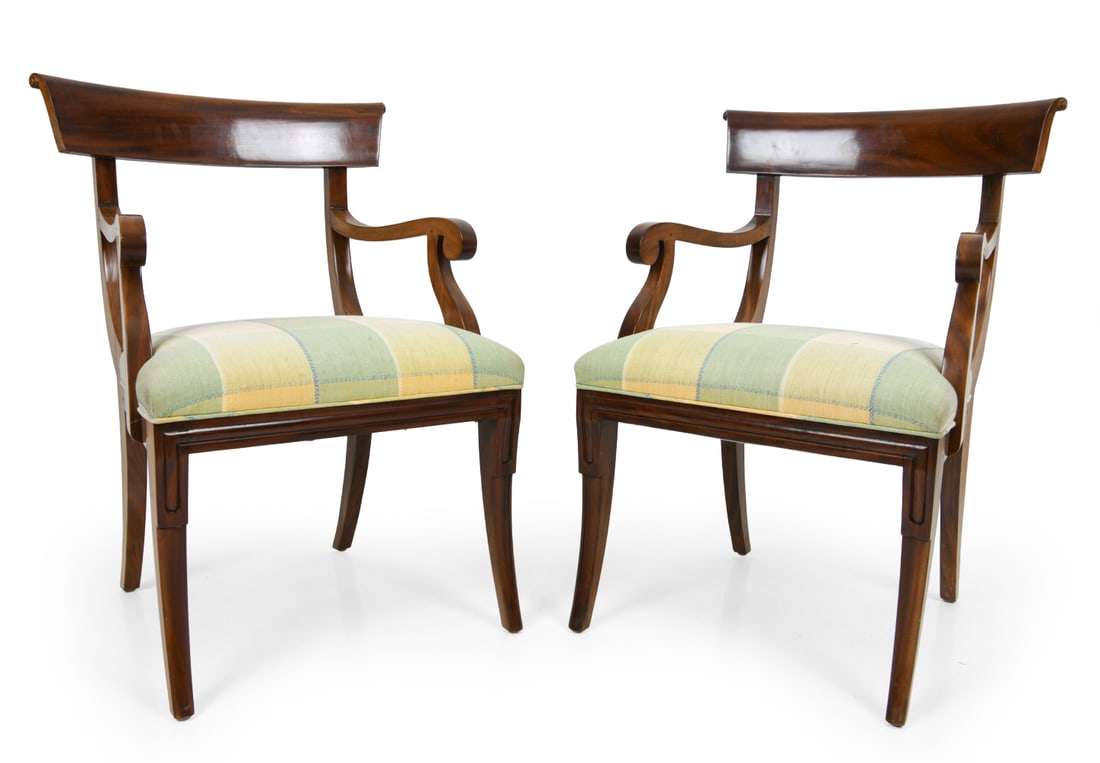 PAIR BAKER STYLE MAHOGANY KLISMOS CHAIRS (1 of 11)