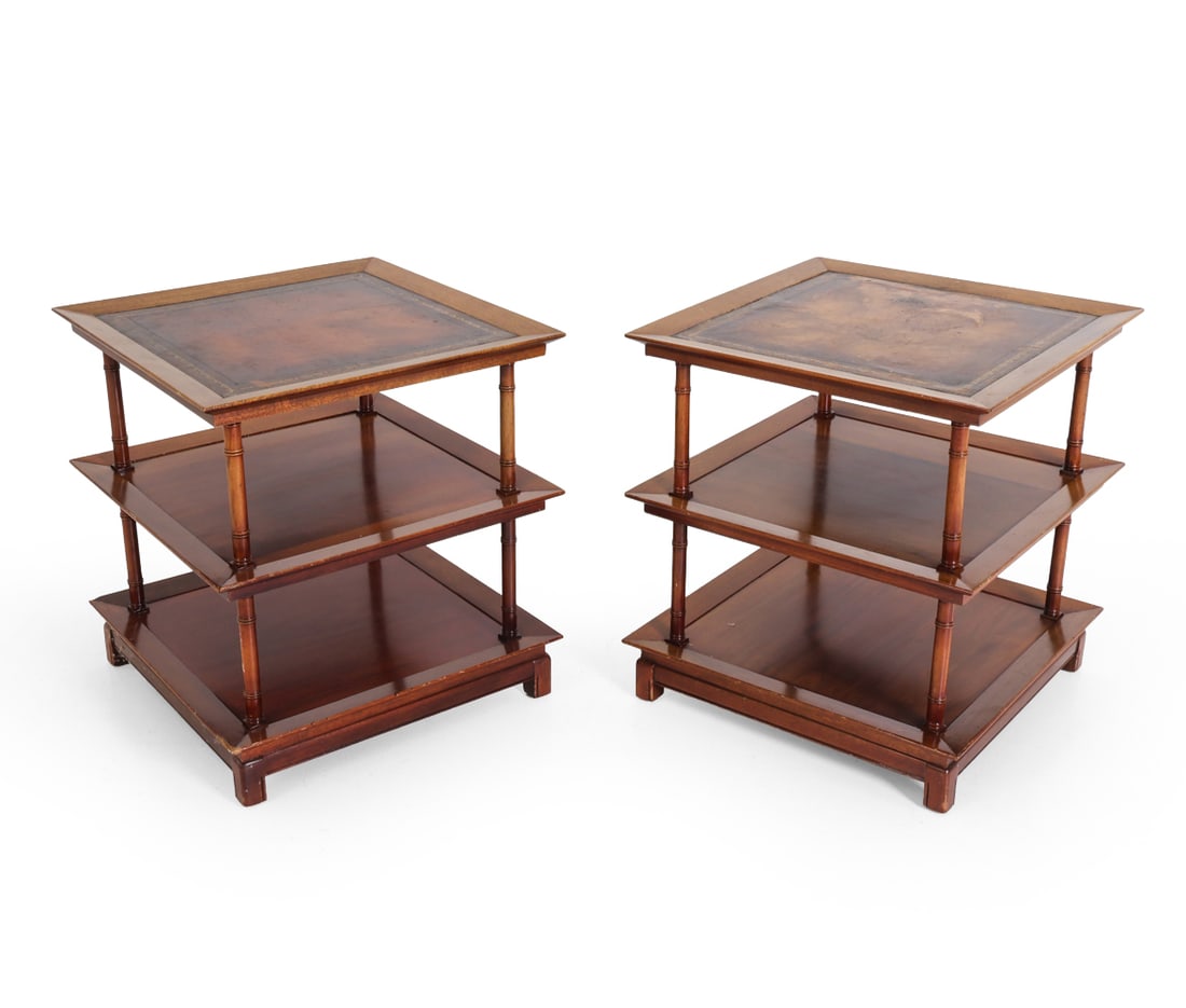 PAIR OF MAHOGANY 3-TIERED SIDE TABLES (1 of 14)