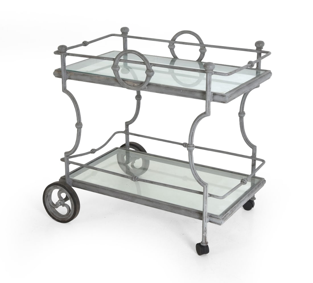 ATTR. TROPITONE CAST ALUMINUM & GLASS BAR CART (1 of 12)