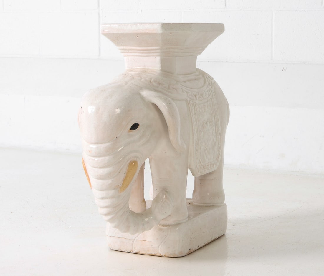 CERAMIC ELEPHANT GARDEN STOOL - 2