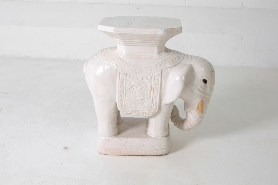 CERAMIC ELEPHANT GARDEN STOOL - 5