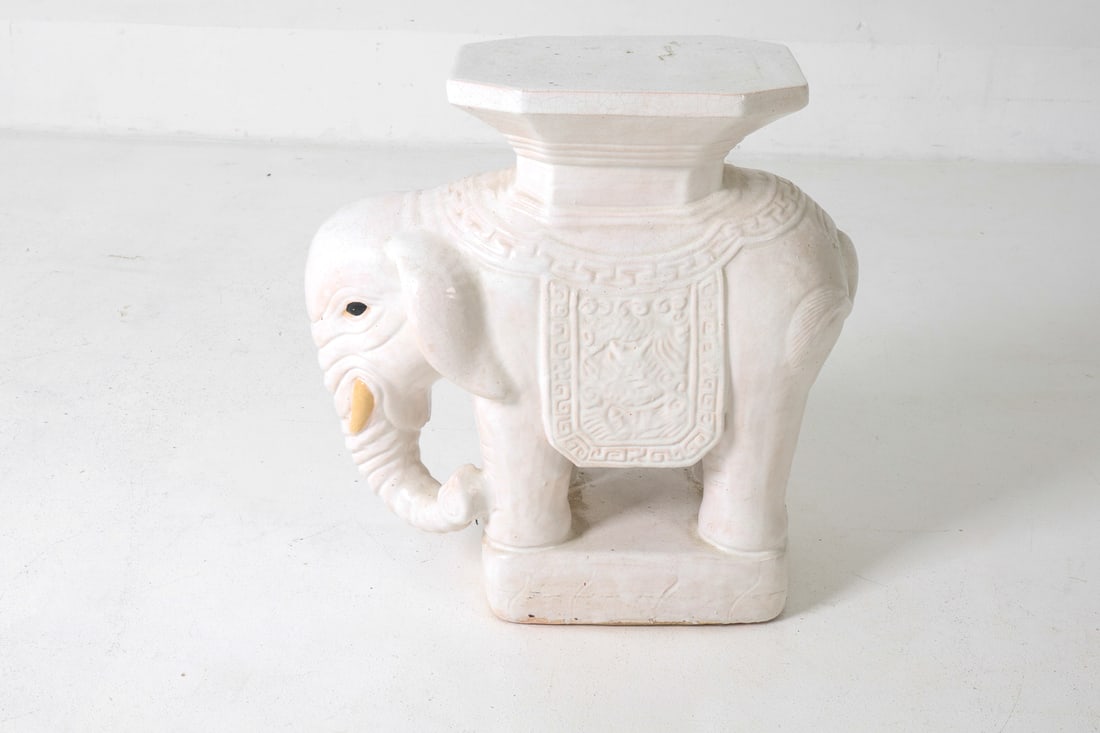 CERAMIC ELEPHANT GARDEN STOOL - 7