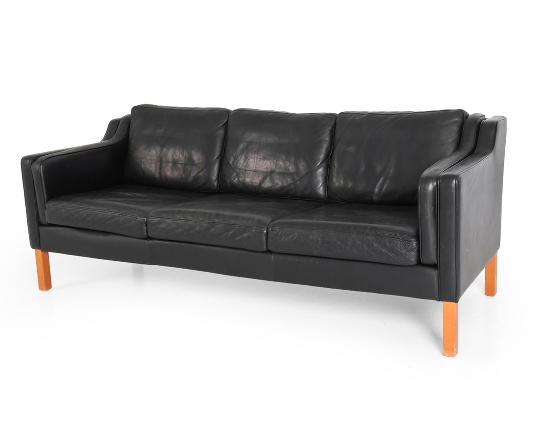 STYLE OF MOGENSEN DANISH LEATHER SOFA C. 1970S (1 of 13)