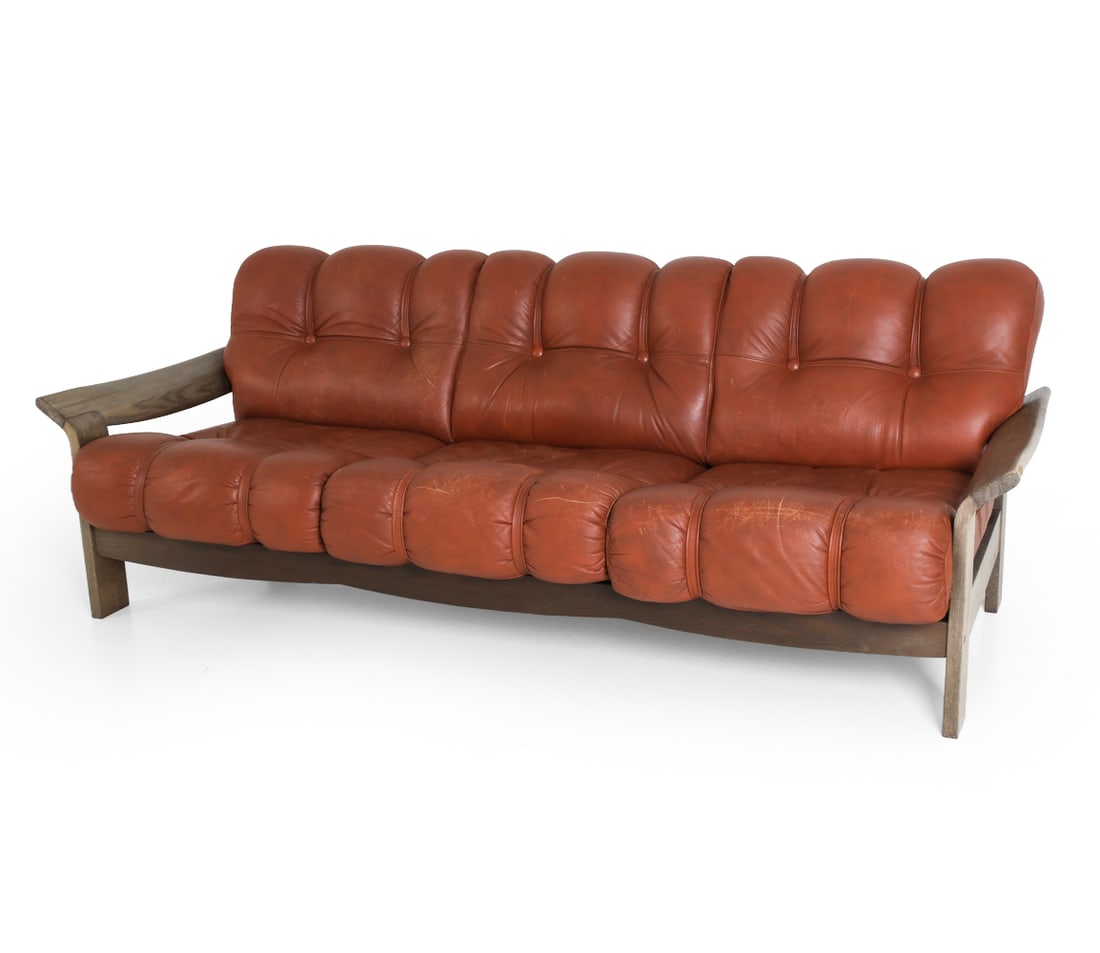 HANS J. FRYDENDAL OAK & LEATHER SOFA C. 1970S (1 of 20)