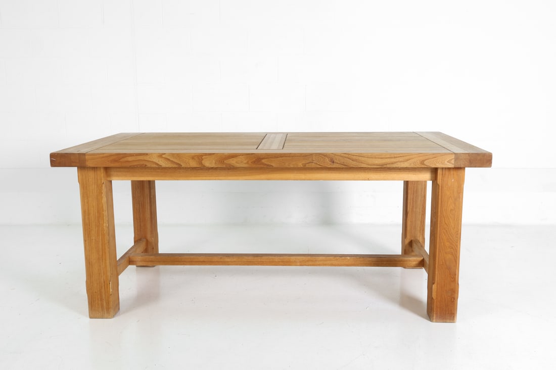 BRUTALIST STYLE TEAK EXTENDING DINING TABLE - 12