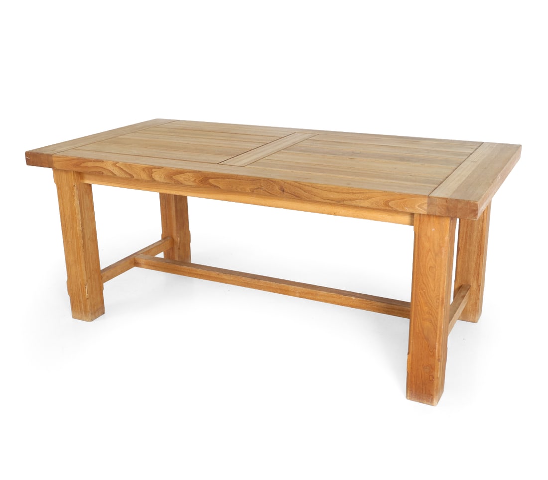 BRUTALIST STYLE TEAK EXTENDING DINING TABLE - 2