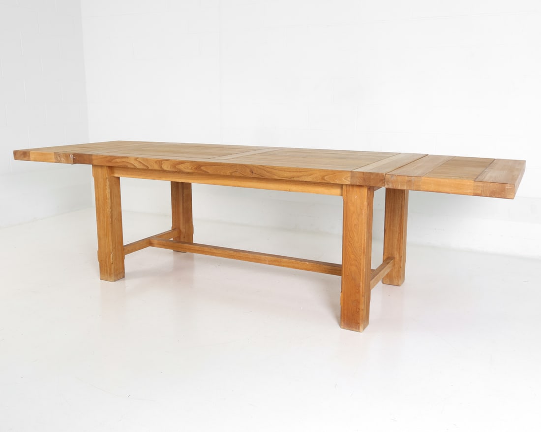 BRUTALIST STYLE TEAK EXTENDING DINING TABLE - 3