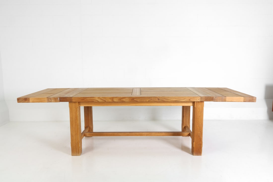 BRUTALIST STYLE TEAK EXTENDING DINING TABLE - 4