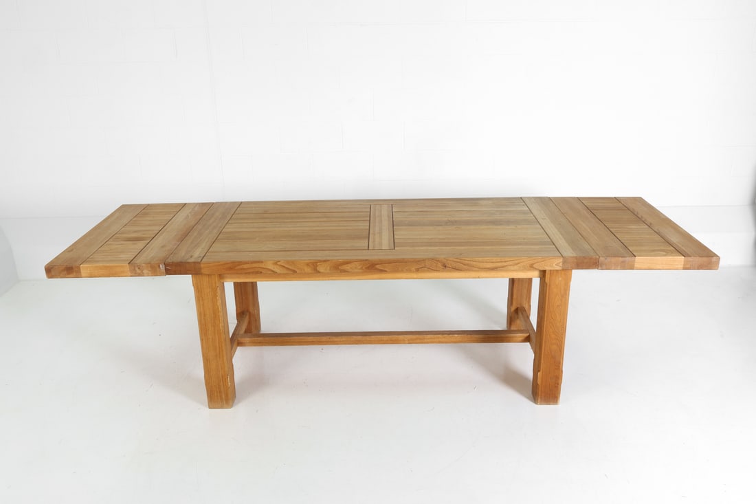 BRUTALIST STYLE TEAK EXTENDING DINING TABLE - 5