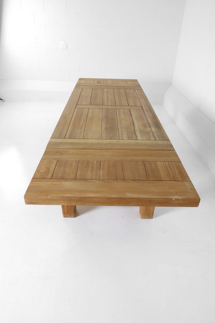 BRUTALIST STYLE TEAK EXTENDING DINING TABLE - 6