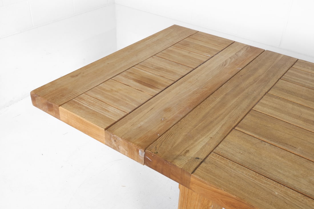 BRUTALIST STYLE TEAK EXTENDING DINING TABLE - 7