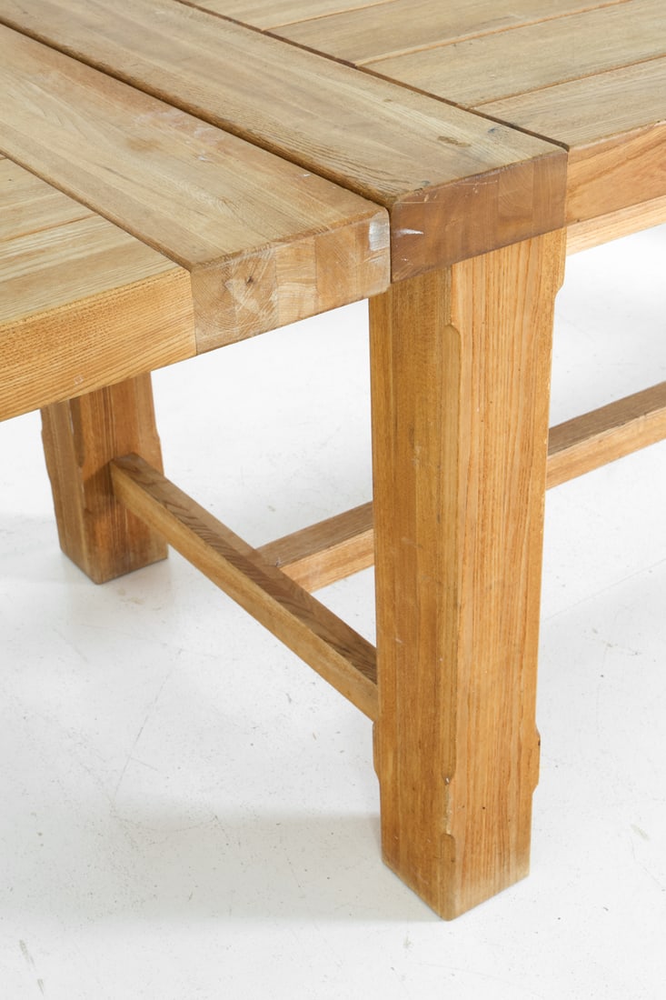 BRUTALIST STYLE TEAK EXTENDING DINING TABLE - 8