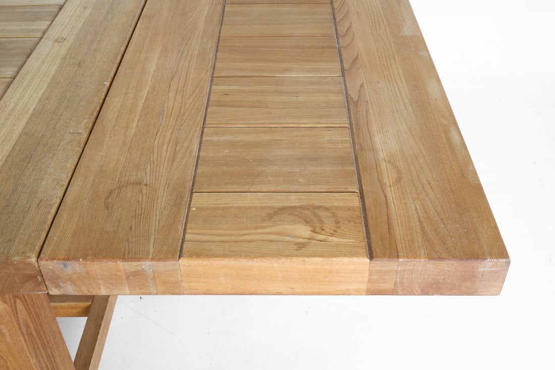 BRUTALIST STYLE TEAK EXTENDING DINING TABLE - 9