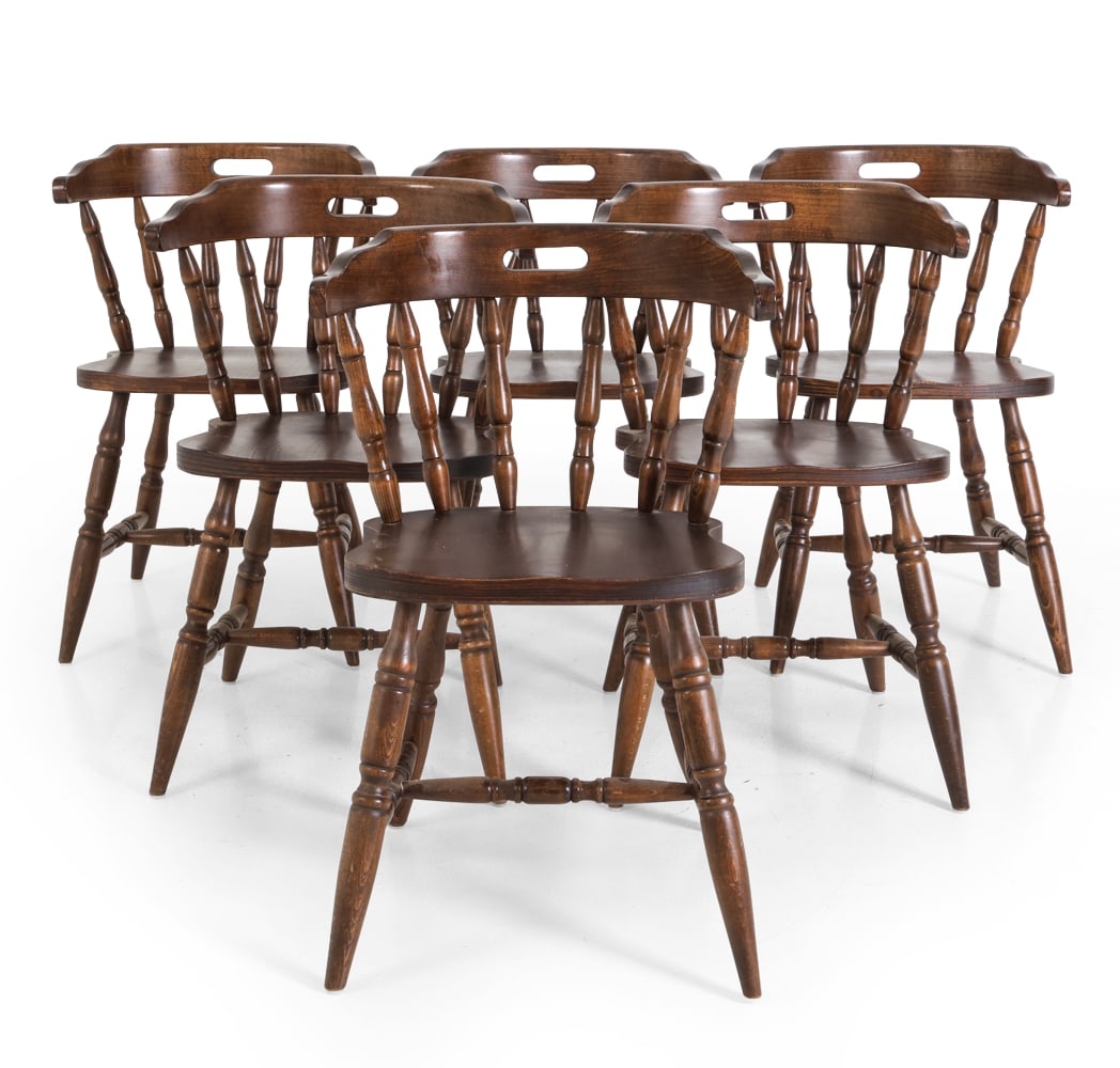 (6) ENGLISH COLONIAL STYLE BEECH DINING CHAIRS (1 of 14)