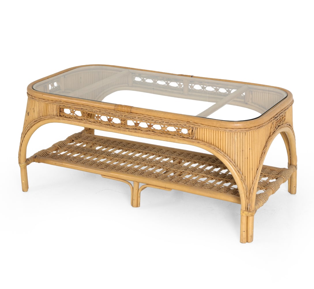 BOHEMIAN STYLE BAMBOO & RATTAN COFFEE TABLE (1 of 14)