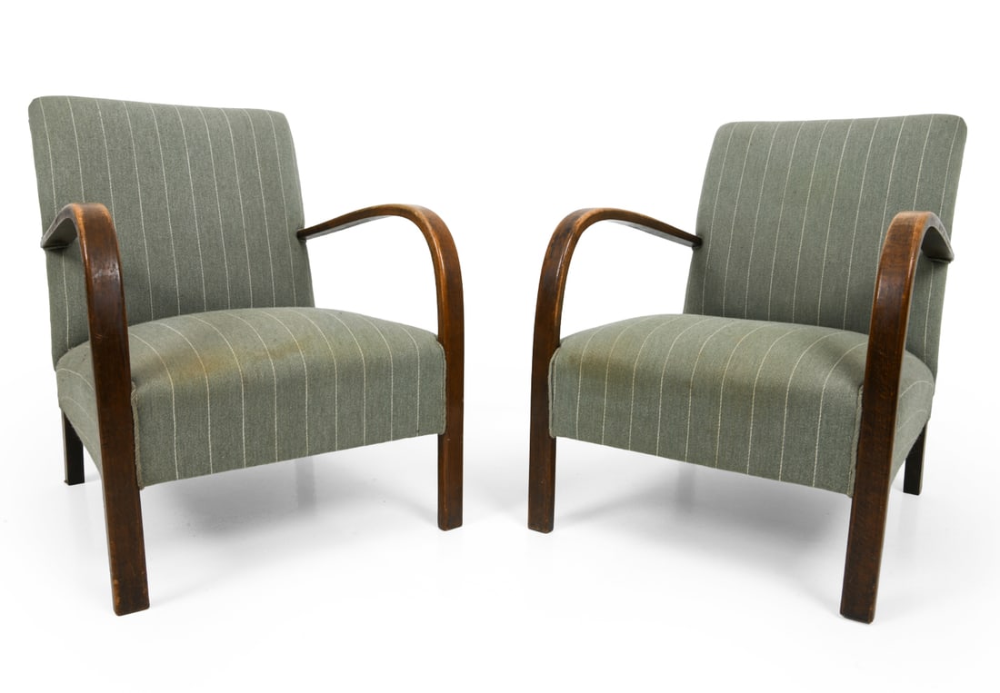 PAIR ATTR. FRITZ HANSEN ART DECO LOUNGE CHAIRS (1 of 13)