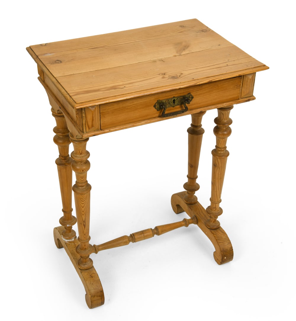 ANTIQUE SCANDINAVIAN PINE SEWING TABLE 19TH C. (1 of 13)